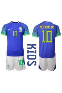 Fotbalové Dres Brazílie Neymar Jr #10 Dětské Venkovní Oblečení MS 2022 Krátký Rukáv (+ trenýrky)